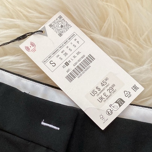 Zara High-Waist Pleat Front Poplin Hem Menswear Style Trousers - Picture 2 of 12